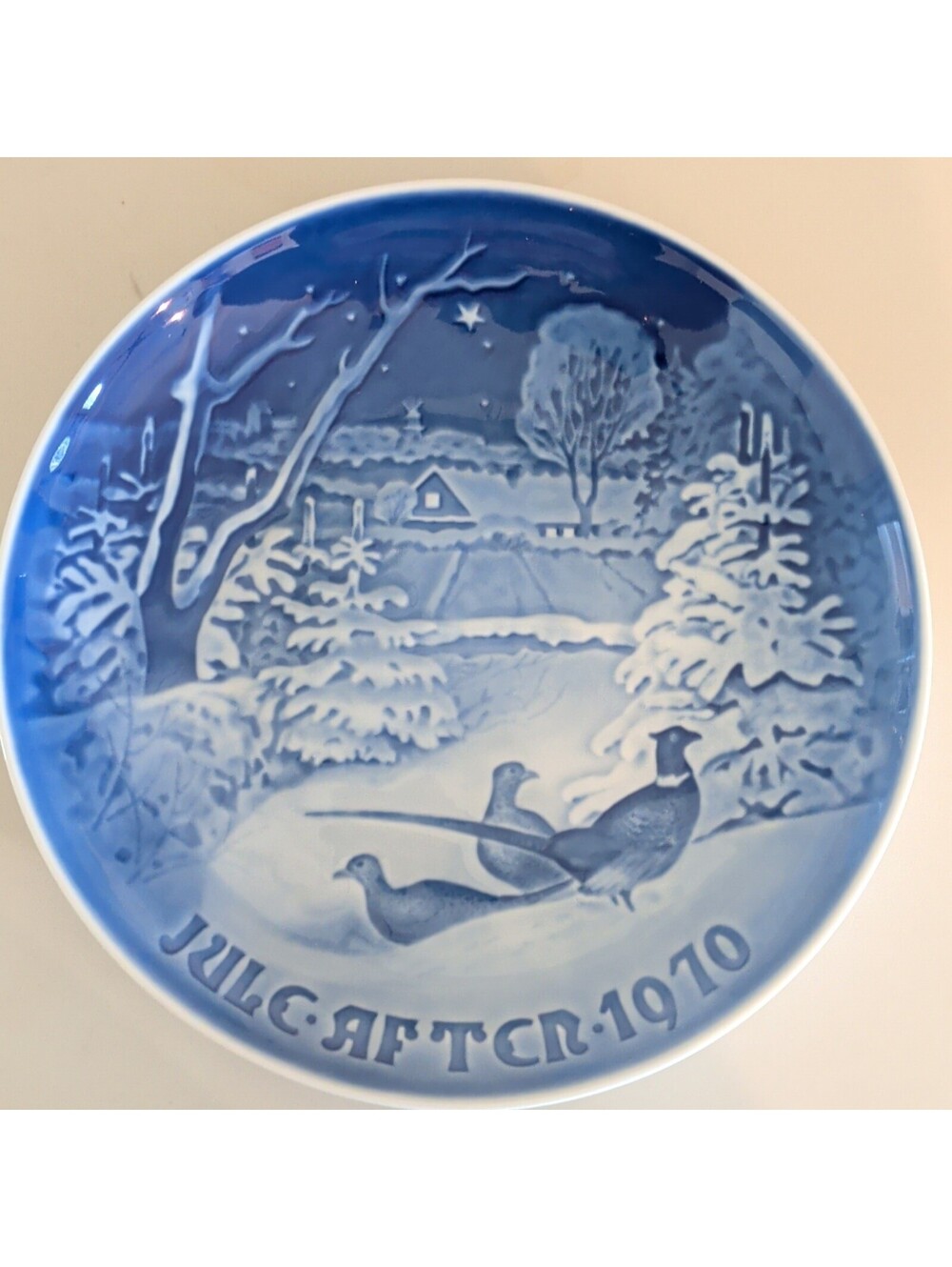 Bing & Grondahl B&G 1970s Christmas Collector Plate Pheasants Snow 8000/9070